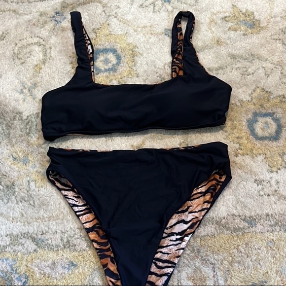 🐅Reversible High-Waisted,Tiger Print (& Black) Bikini! 2 Suits in 1, Ultra Soft - Picture 9 of 12